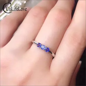 Женское серебряное кольцо из 100% натурального танзанита, 3 мм