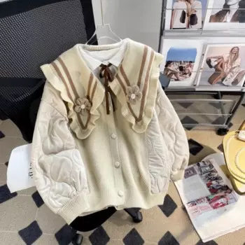 Женское Стеганое пальто с воротником «Питер Пэн»