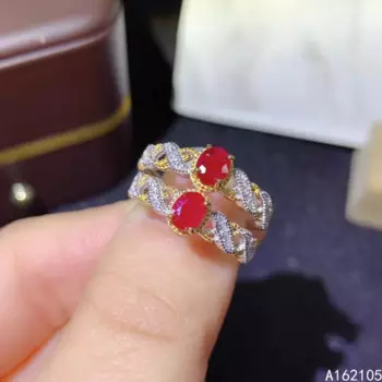 Женское Винтажное кольцо из серебра 925 пробы, с натуральным Рубином