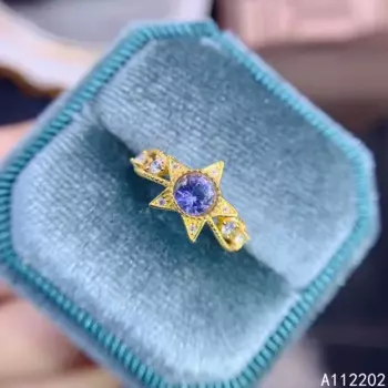Женское Винтажное кольцо из серебра 925 пробы с танзанитом