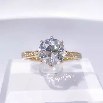 Женское винтажное обручальное кольцо с муассанитом, 9 мм, 10 к/14 К/18 К