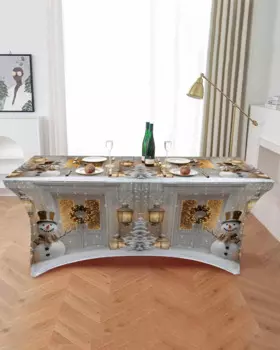 Зимний венок со снеговиком, Зимняя юбка со снегом, украшение для стола на свадьбу, день рождения, скатерть для юбки