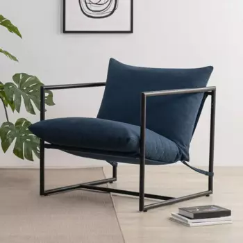 ZINUS Aidan Sling Accent Chair / Кресло в металлическом каркасе с измельченной пенопластовой амортизацией, темно-синий