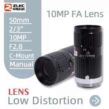 ZLKC объектив с низким коэффициентом искажения 50 мм 10MP 200lp/мм FA C Mount промышленные линзы машинное видение мини-камера Низкая стандартная ручная Радужная камера видеонаблюдения