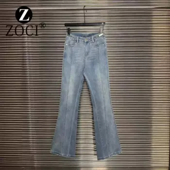 [ZOCI] Летние универсальные брюки с буквенным принтом и цепочкой, расклешенные джинсы с микро-расклешенными украшениями