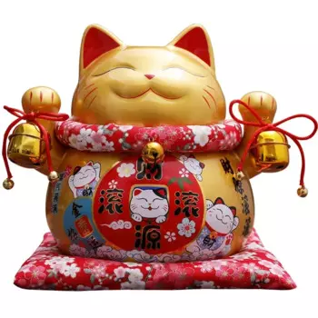 Золотая керамика Maneki Neko, украшение для дома, украшение Fortune Lucky Cat, копилка, копилка, фигурка, украшение фэн-шуй, фигурка