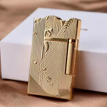 Золотая зажигалка с узором русалки для сна, винтажная зажигалка для курения сигарет, газовые зажигалки из чистой меди, классические звуковые металлические зажигалки, подарок