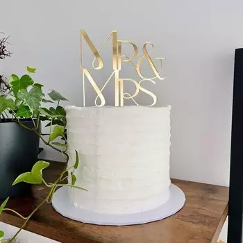 Золотой акриловый топпер для торта Mr & Mrs YXMJMXS