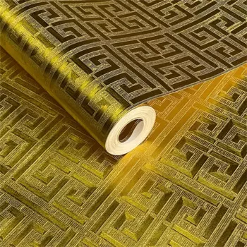 Золотые роскошные классические обои с рисунком, водонепроницаемые 3D стереоскопические обои для гостиной, КТВ, бара, потолка, фон, обои