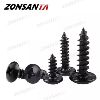 ZONSANTA Саморезы по дереву черные углеродистые сталь Phillips M3 M4 M5 M6
