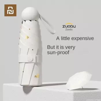 Зонт от солнца Youpin Zuodu, Солнцезащитный Женский зонт, солнечный и дождливый, складной капсульный черный клей