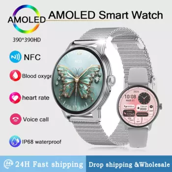 Zordai OD9 Смарт-часы для женщин Bluetooth вызов AMOLED экран Smartwatch IP68 водонепроницаемый фитнес-трекер мониторинг здоровья для женщин