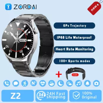 Zordai Z2 GPS Смарт-часы для мужчин 412*412 HD AMOLED Экран Сердечный ритм Bluetooth Вызов NFC IP68 Водонепроницаемые Смарт-часы ЭКГ + PPG для мужчин