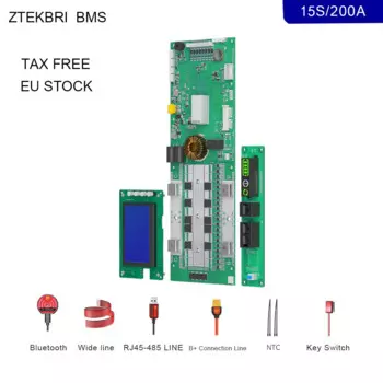 ZTEKBRI Бытовой адаптер Lifepo4 RJ45 к USB 2.0 для аккумулятора Smart BMS с ЖК-экраном. Wi-Fi используется для 15S 100A