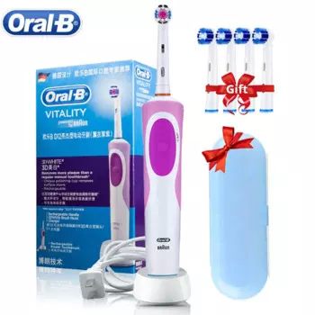 Зубная щетка Oral B 2D электрическая, вращающаяся с вибрацией, для ухода за полостью рта, с 4 насадками в подарок