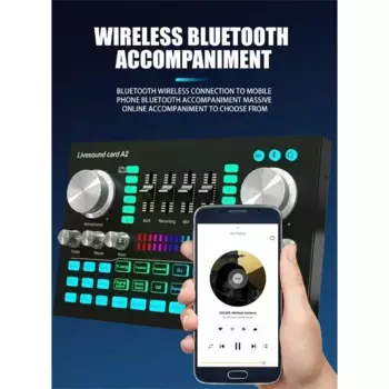 Звуковая карта A2, живой звук, Bluetooth-совместимый микшер, профессиональный звук с регулируемой громкостью для записи музыки, караоке