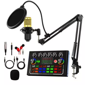 Звуковая карта F009 BM800, микрофонный миксер в комплекте, 16 звуковых эффектов, звукозапись, звуковой миксер, звуковая микшерная консоль, усилитель телефона, ПК