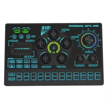 Звуковая карта SX91 Live Sound микшер USB профессиональная звуковая микшерная консоль усилитель для Live Sing ПК ноутбук мобильный телефон