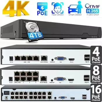 ZY-NVR80S04-08-16S-KL(N9116PQ-POE) 16-канальный PoE видеорегистратор
