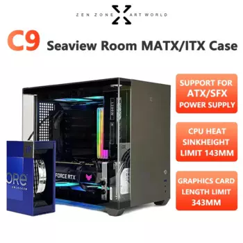 ZZAW C9 компьютерная проекция MATX/ITX/YTX Seaview настольный корпус ATX /SFX блок питания боковая прозрачность маленький ПК игровой компьютер