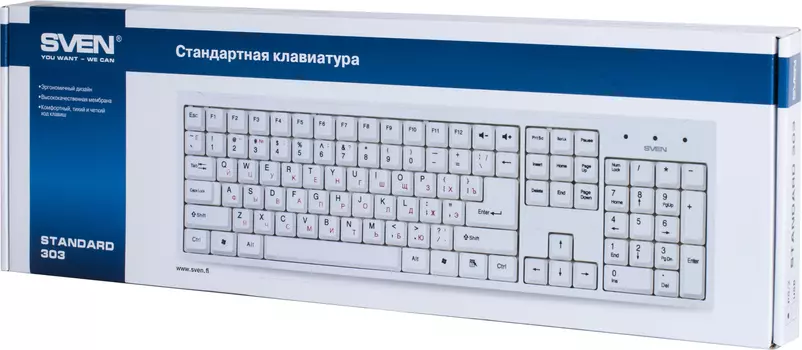 Клавиатура SVEN Standard 303 USB белая