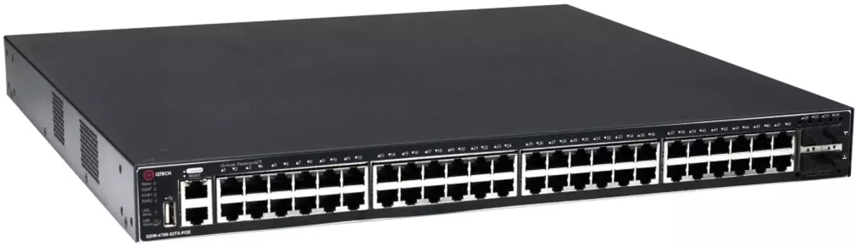 Коммутатор QTech QSW-4700-52TX-POE 48G 4SFP+ 48PoE 370W управляемый