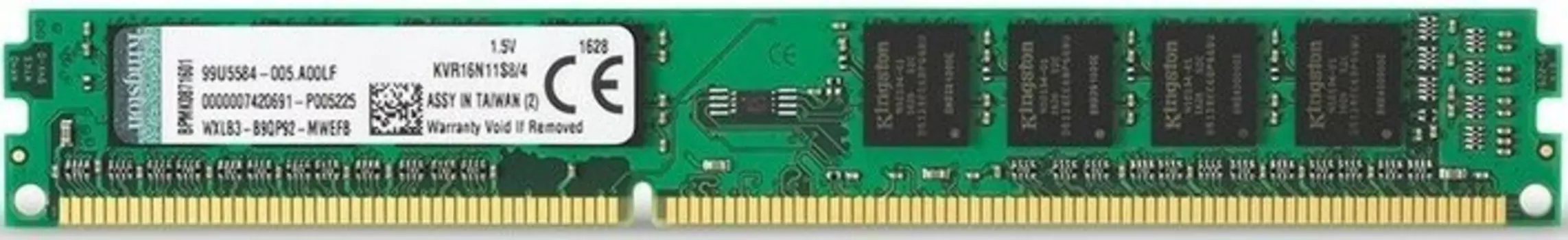Оперативная память Kingston Desktop DDR3 1600МГц 4GB, KVR16N11S8/4WP
