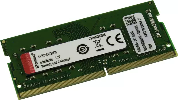 Оперативная память Kingston Desktop DDR4 2666МГц 16GB, KVR26S19S8/16