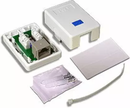 Розетка TWT (TWT-SM1-45-WH) настенная 1 порт RJ-45 категории 5е. UTP. белая