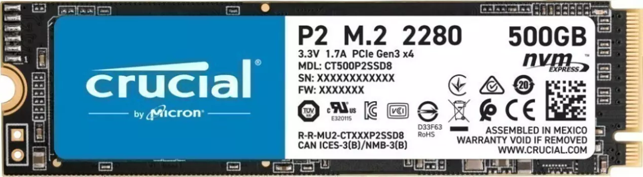 Внутренний твердотельный накопитель Crucial P2 500GB