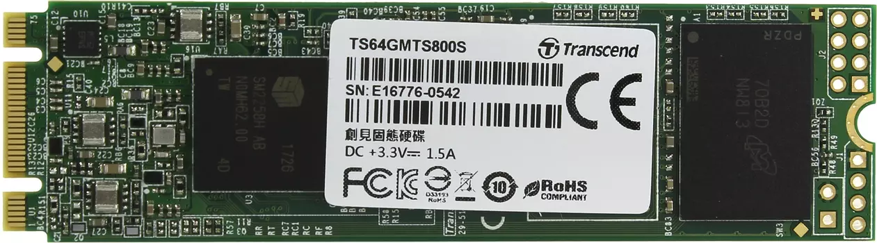 Внутренний SSD TRANSCEND M.2 SSD 64GB