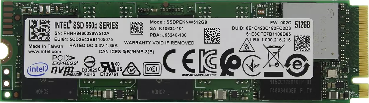 Внутренний твердотельный накопитель Intel 512GB