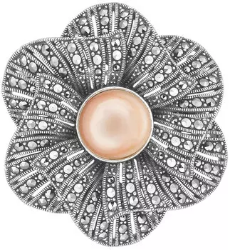 Броши Марказит HB537-perlamutr-rozovyj-mr