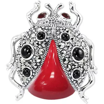 Броши Марказит HB601-korall-mr