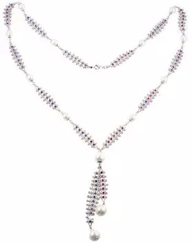 Колье JV ST-097-4L-SP-RU-WP-CZI-WP-001-WG