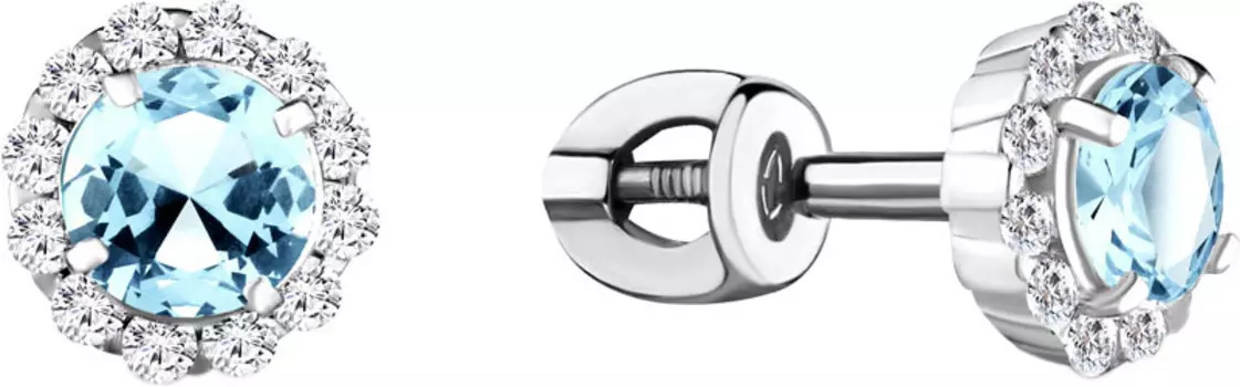 Серьги Aquamarine 4408602A-S-a