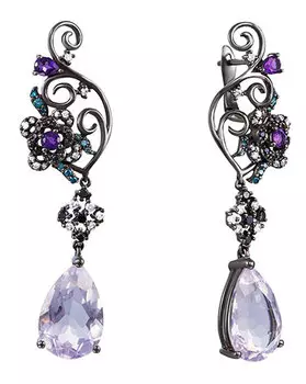 Серьги JV AASE3158-SR-DB-DL-MC-BLK