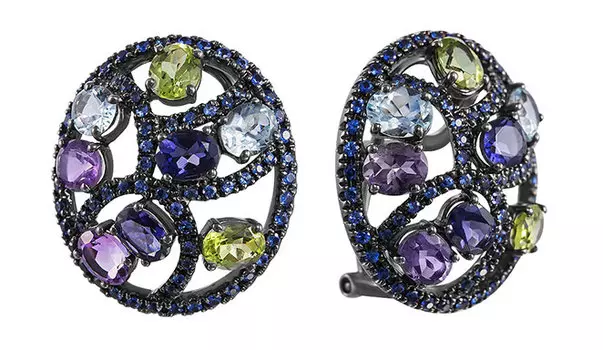 Серьги JV E02887-SR-SA-AM-AQ-IL-PD-BLK