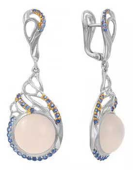 Серьги JV JVE0010MOON-SR-GLSA-LK-BLK