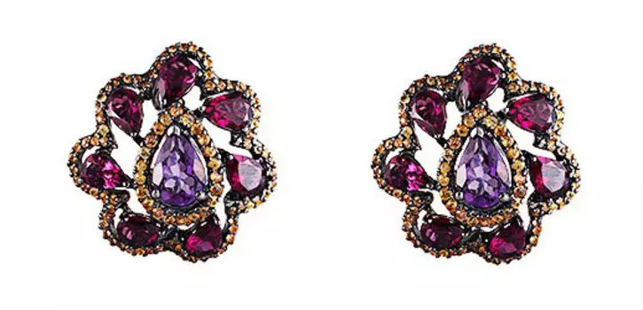 Серьги JV KN1-92-YS-AM-RH-BLK