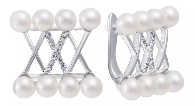 Серьги JV ME37038-WD-WP-SR-WP-WG