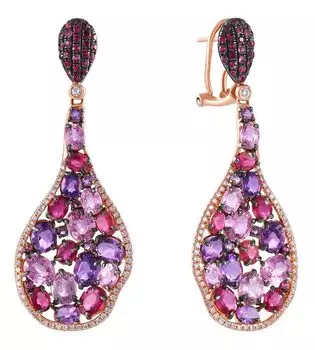 Серьги JV TR00057EA-R-RPS-SR-PS-RU-AM-PINK