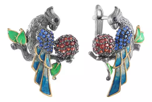 Серьги JV YE01457-SR-GR-SP-ENAM-001-BJ