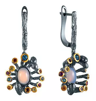 Серьги JV YE0161-SR-CH-MC-BLK