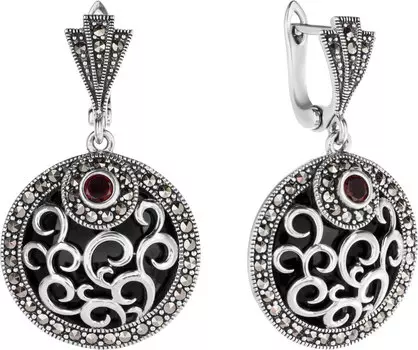 Серьги Марказит HE0727-oniks-mr