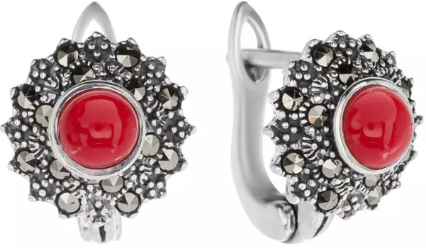 Серьги Марказит HE0922-korall-mr