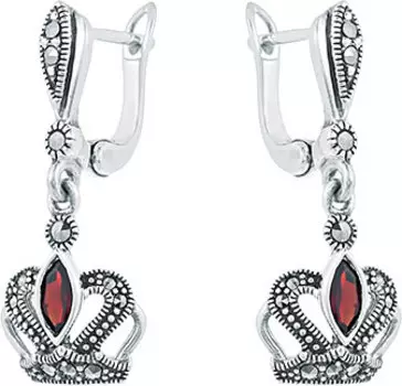 Серьги Марказит HE1011-granat-mr