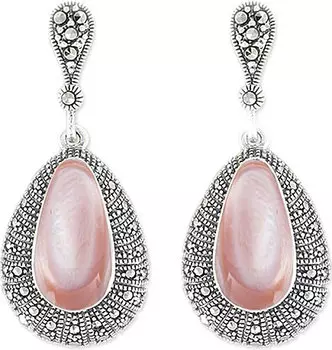 Серьги Марказит HE1024-perlamutr-rozovyj-mr