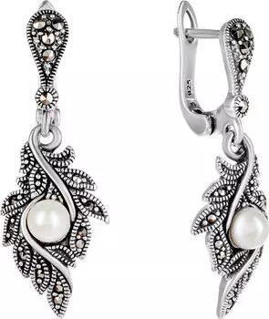 Серьги Марказит HE1156-zhemchug-mr