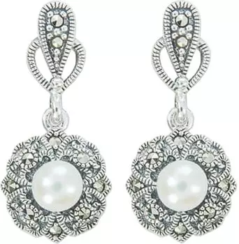 Серьги Марказит HE1159-zhemchug-mr